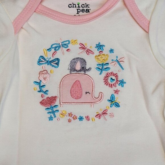 Chick Pea 3 Pack Bodysuits 3-6M Snap Closures, 100% Cotton - Picture 6 of 9